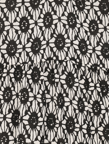 Robe longue à imprimé baroque - Noir - 3