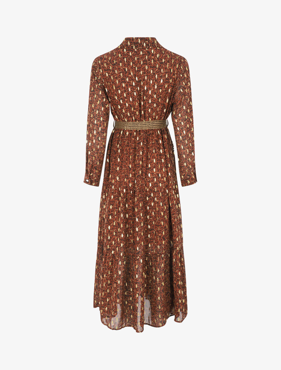 Robe longue à imprimé tacheté irisé - Rouille - 2