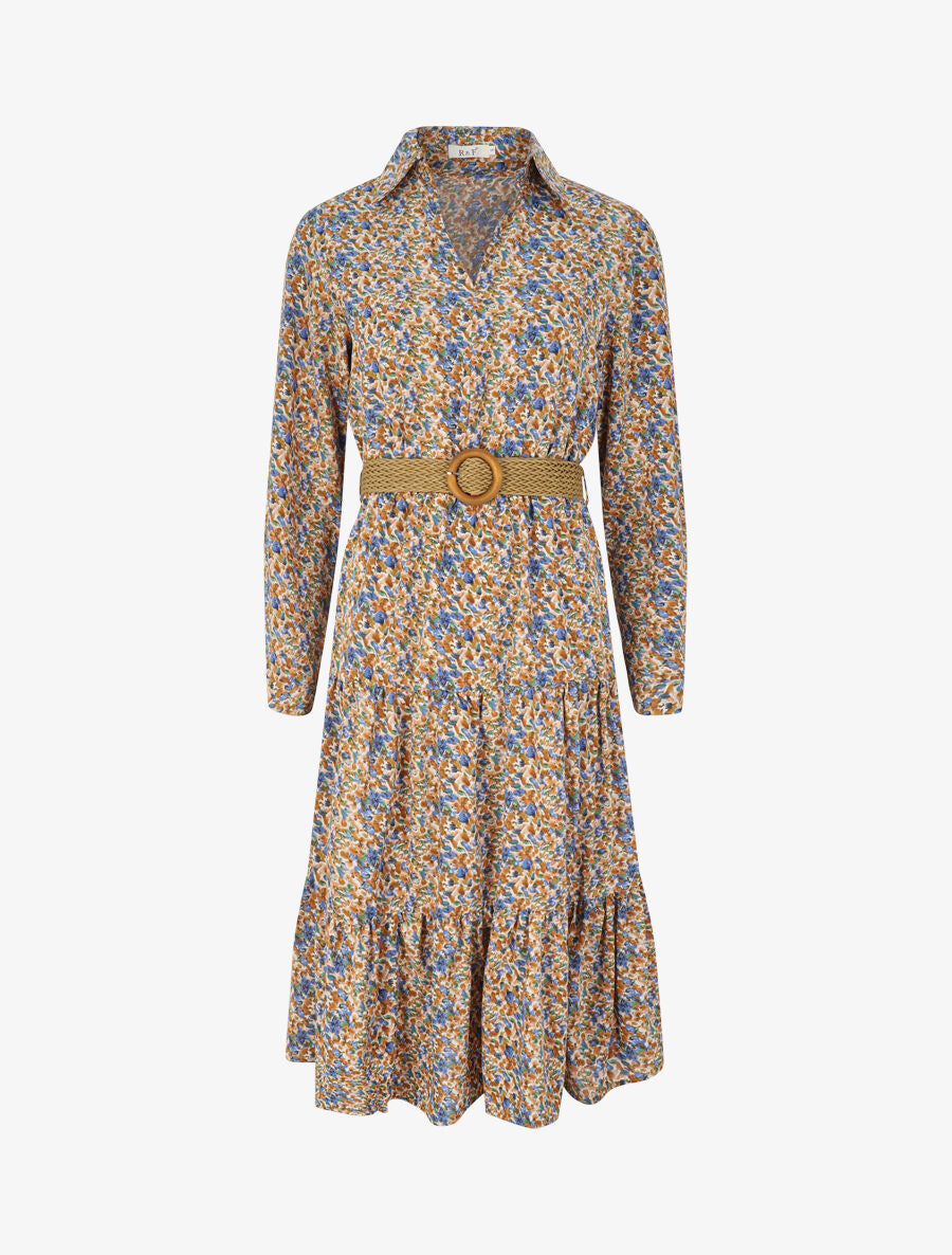 Robe longue à imprimé primevères - Camel - 4
