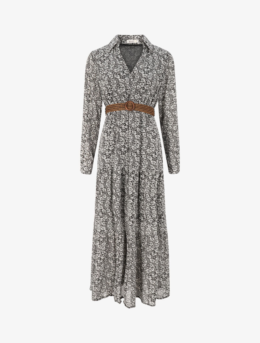 Robe longue à imprimé pensées sauvages - Noir - 4