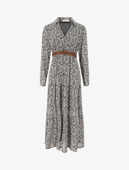 Robe longue à imprimé pensées sauvages - Noir - 4