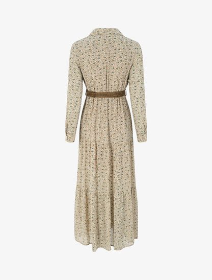 Robe longue à imprimé pensées sauvages - Beige - 2