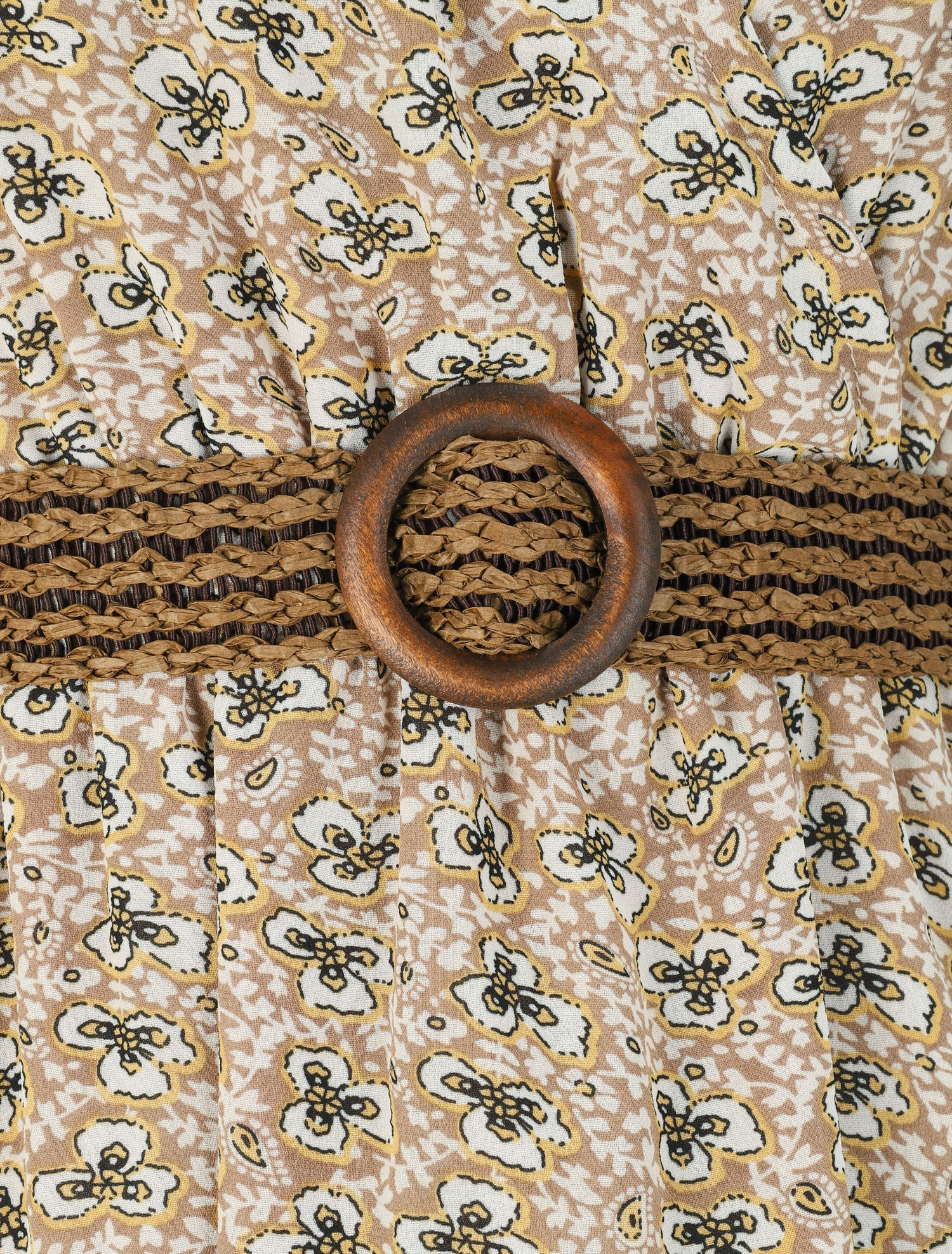 Robe longue à imprimé pensées sauvages - Beige - 3