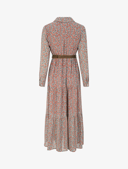 Robe longue à imprimé pensées sauvages - Corail - 2