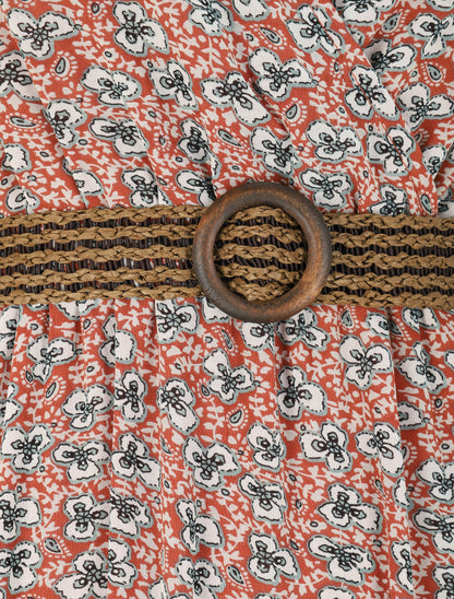 Robe longue à imprimé pensées sauvages - Corail - 3
