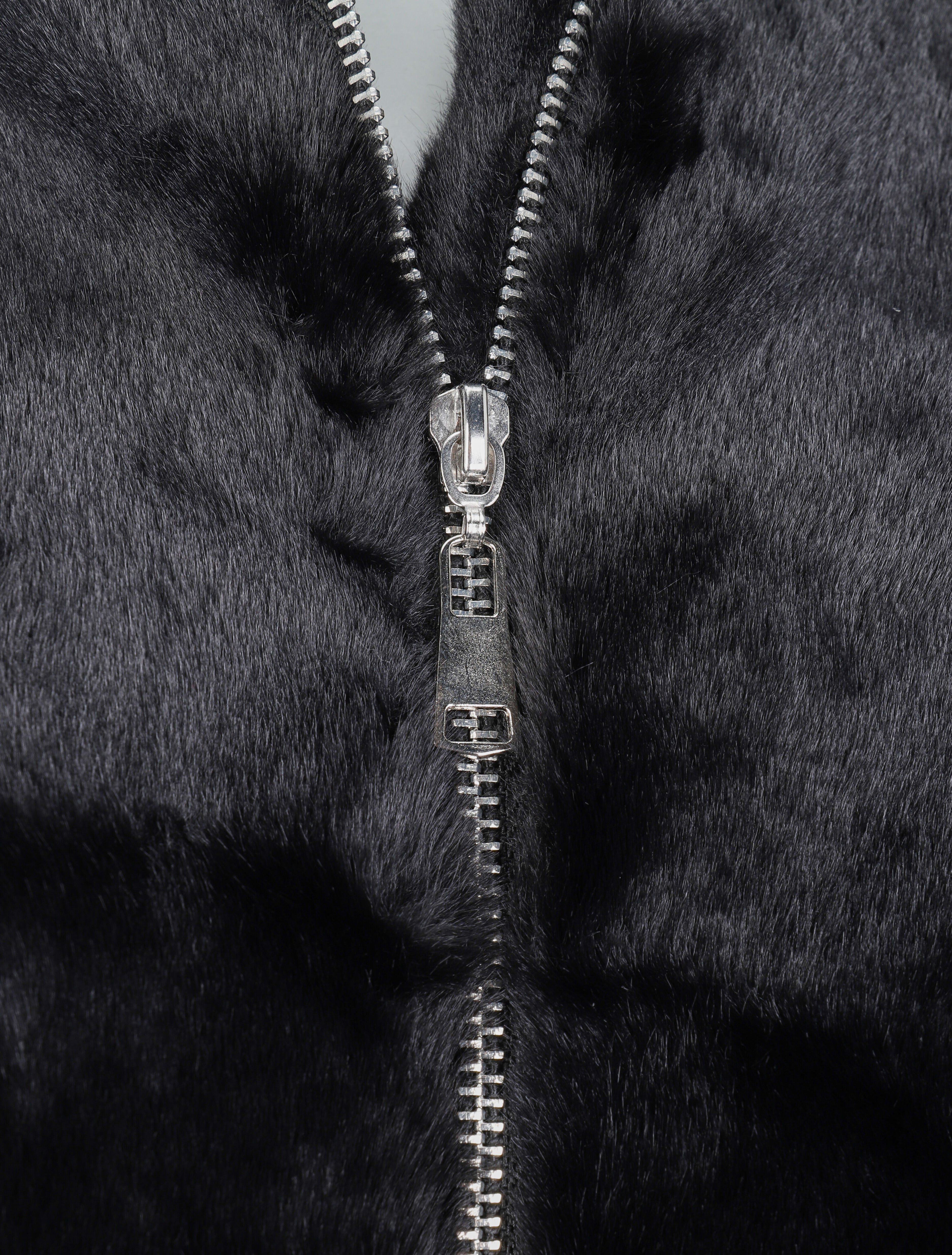 Manteau en fausse fourrure à capuche - Noir - 3