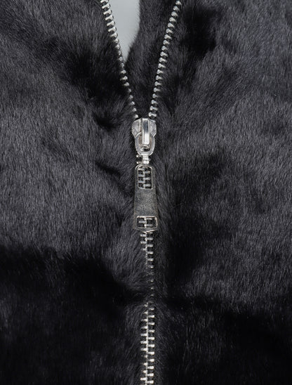 Manteau en fausse fourrure à capuche - Noir - 3