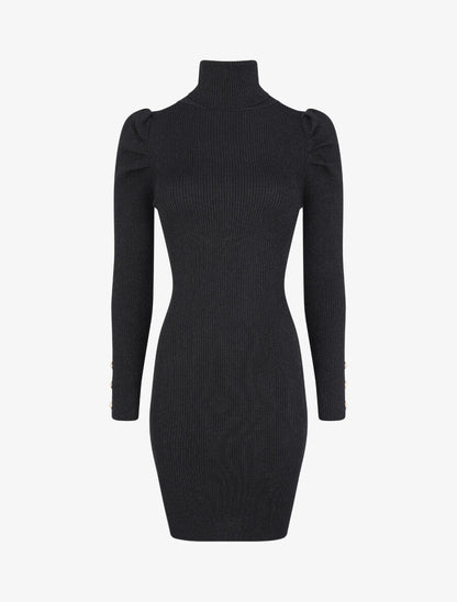 Robe pull irisée à col roulé - Noir - 5