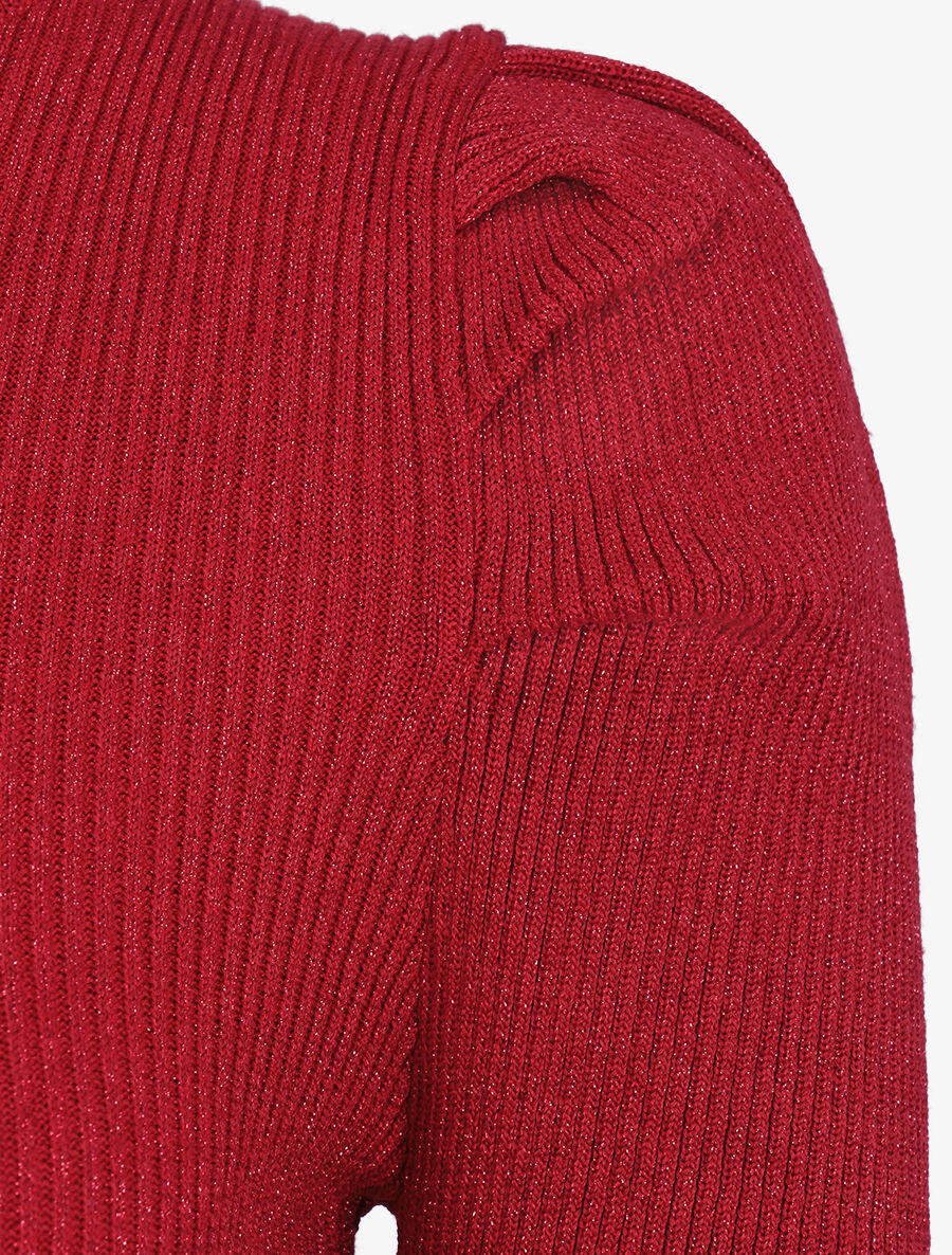 Robe pull irisée à col roulé - Rouge - 3