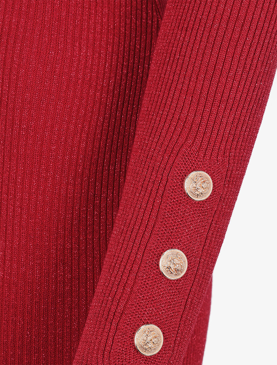Robe pull irisée à col roulé - Rouge - 4