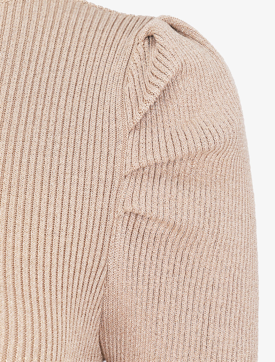 Robe pull irisée à col roulé - Beige - 3