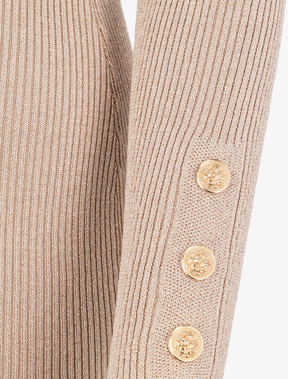 Robe pull irisée à col roulé - Beige - 4