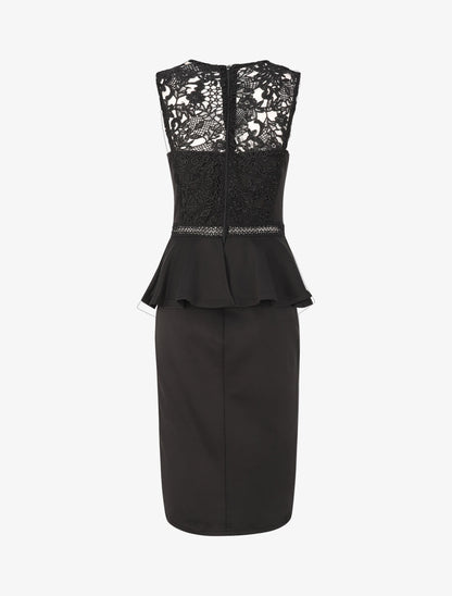 Robe péplum à buste en crochet - Noir - 2