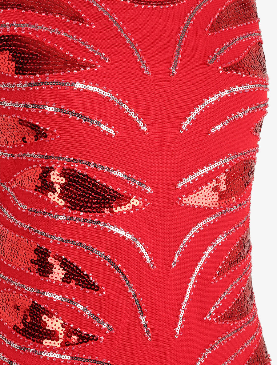Robe à sequins style plumes - Rouge - 3