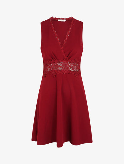 Robe à taille en crochet ajouré - Bordeaux - 4