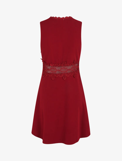 Robe à taille en crochet ajouré - Bordeaux - 2