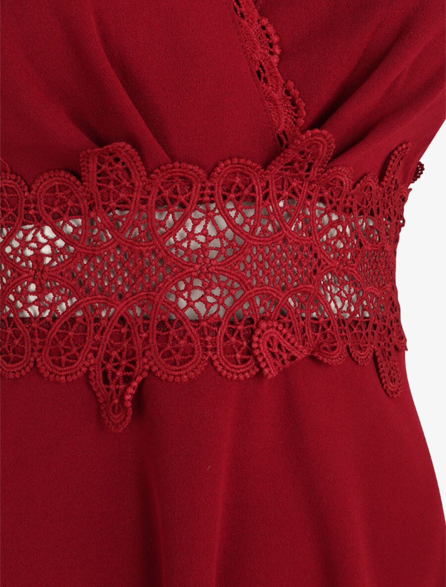 Robe à taille en crochet ajouré - Bordeaux - 3