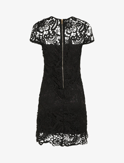 Robe droite en dentelle - Noir - 2