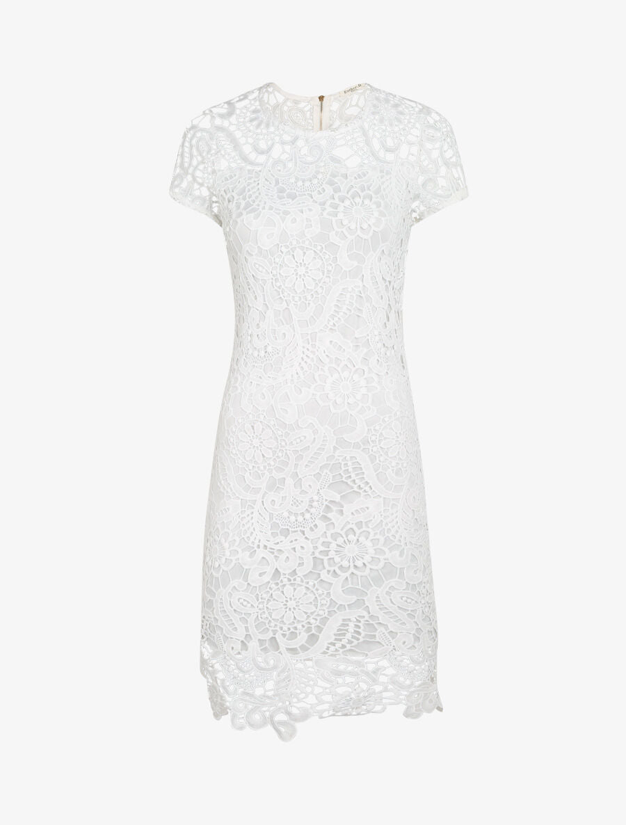 Robe droite en dentelle - Blanc - 3