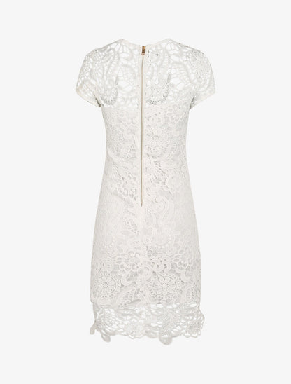 Robe droite en dentelle - Blanc - 2