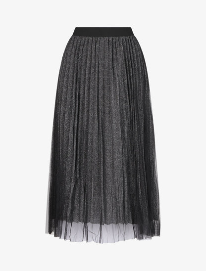 Jupe midi taille haute en tulle - Noir/argent - 4