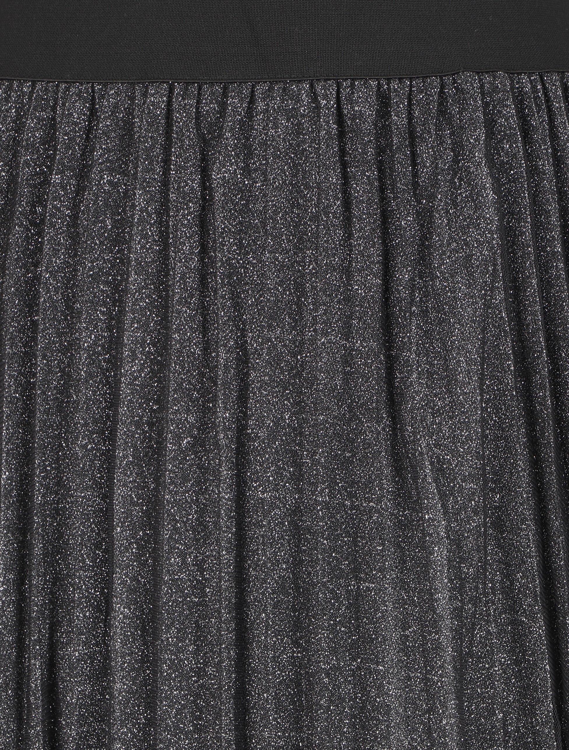 Jupe midi taille haute en tulle - Noir/argent - 3