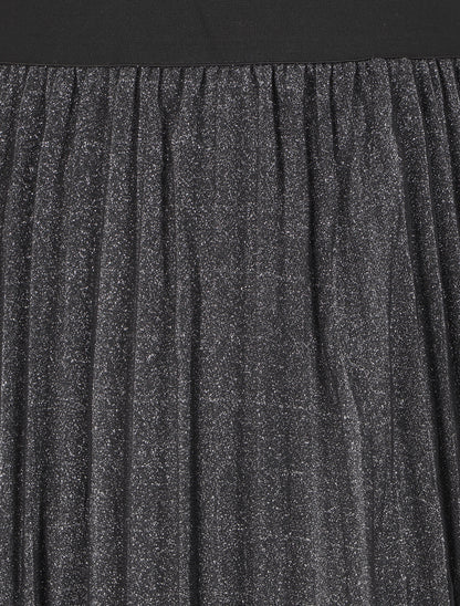 Jupe midi taille haute en tulle - Noir/argent - 3