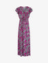 Robe longue empire à mancherons imprimé tulipes - Violet - 1