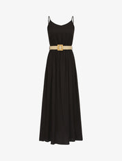 Robe longue unie à bretelles fines - Noir - 1