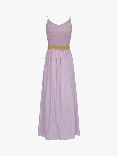 Robe longue unie à bretelles fines - Lilas - 2