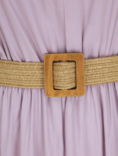 Robe longue unie à bretelles fines - Lilas - 3