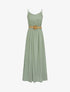 Robe longue unie à bretelles fines - Vert olive - 1