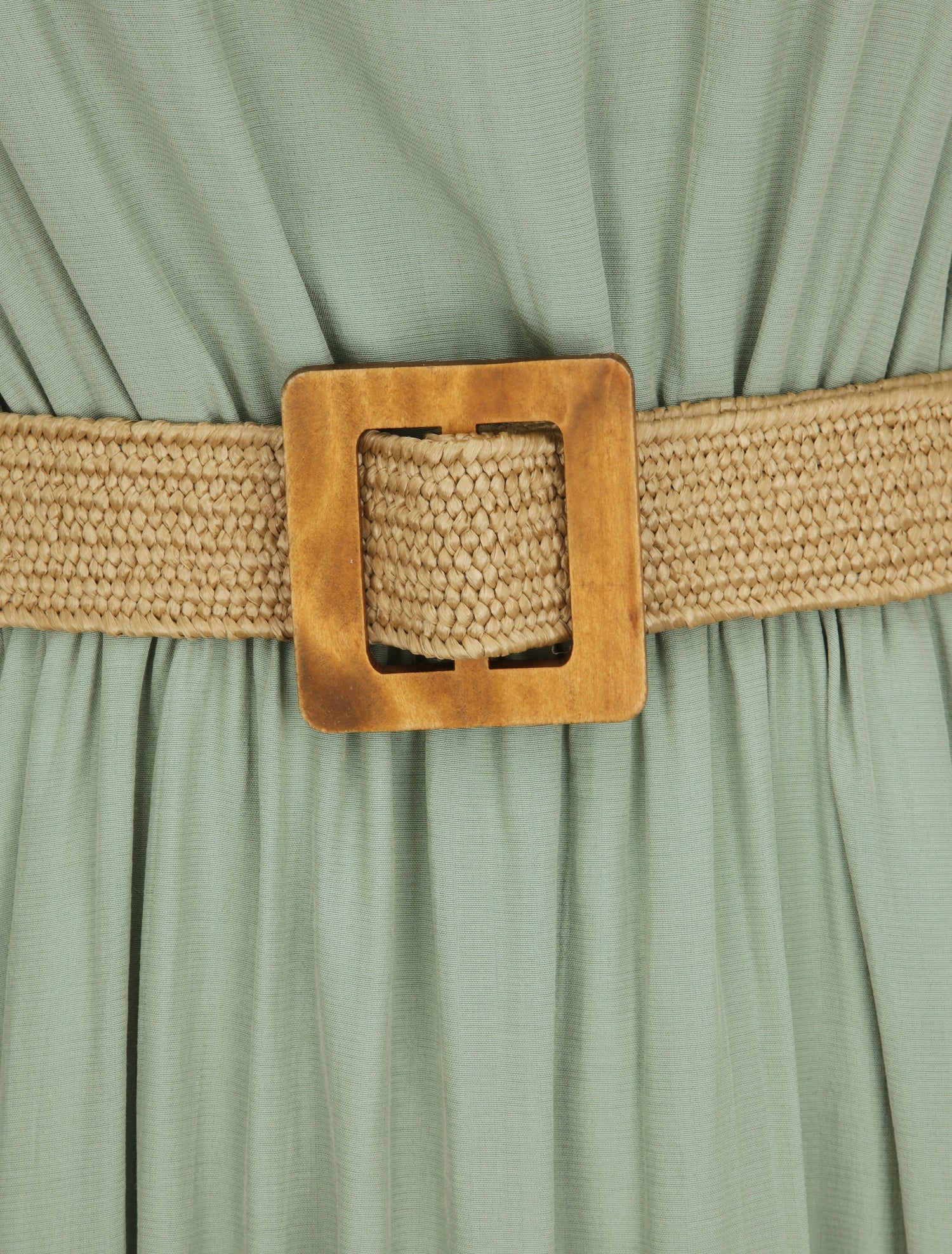 Robe longue unie à bretelles fines - Vert olive - 3