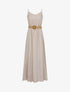 Robe longue unie à bretelles fines - Beige - 4