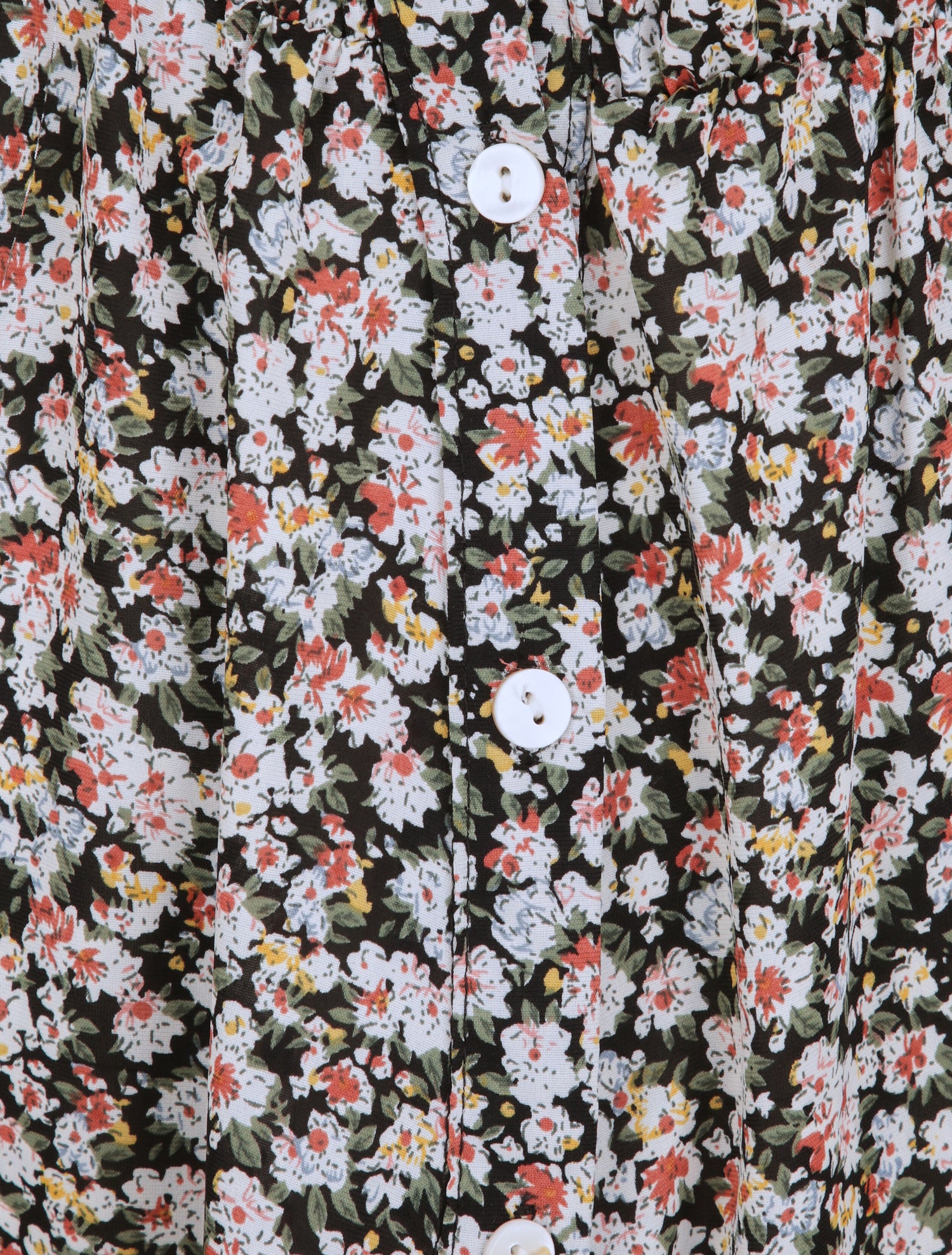 Robe courte patineuse à volants imprimé fleurs printanières - Noir - 3