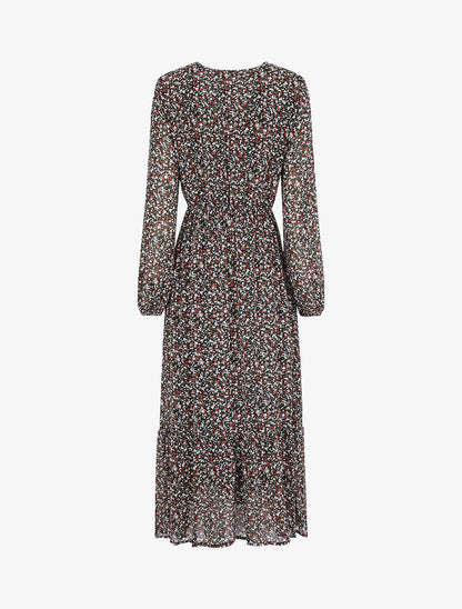 Robe longues empire imprimé fleurs des champs - Noir - 2