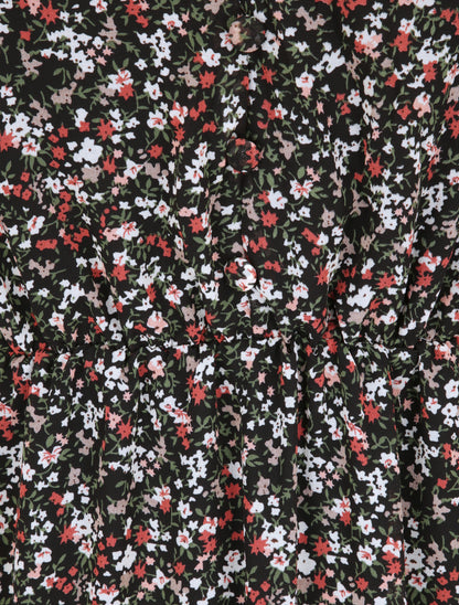 Robe longues empire imprimé fleurs des champs - Noir - 3