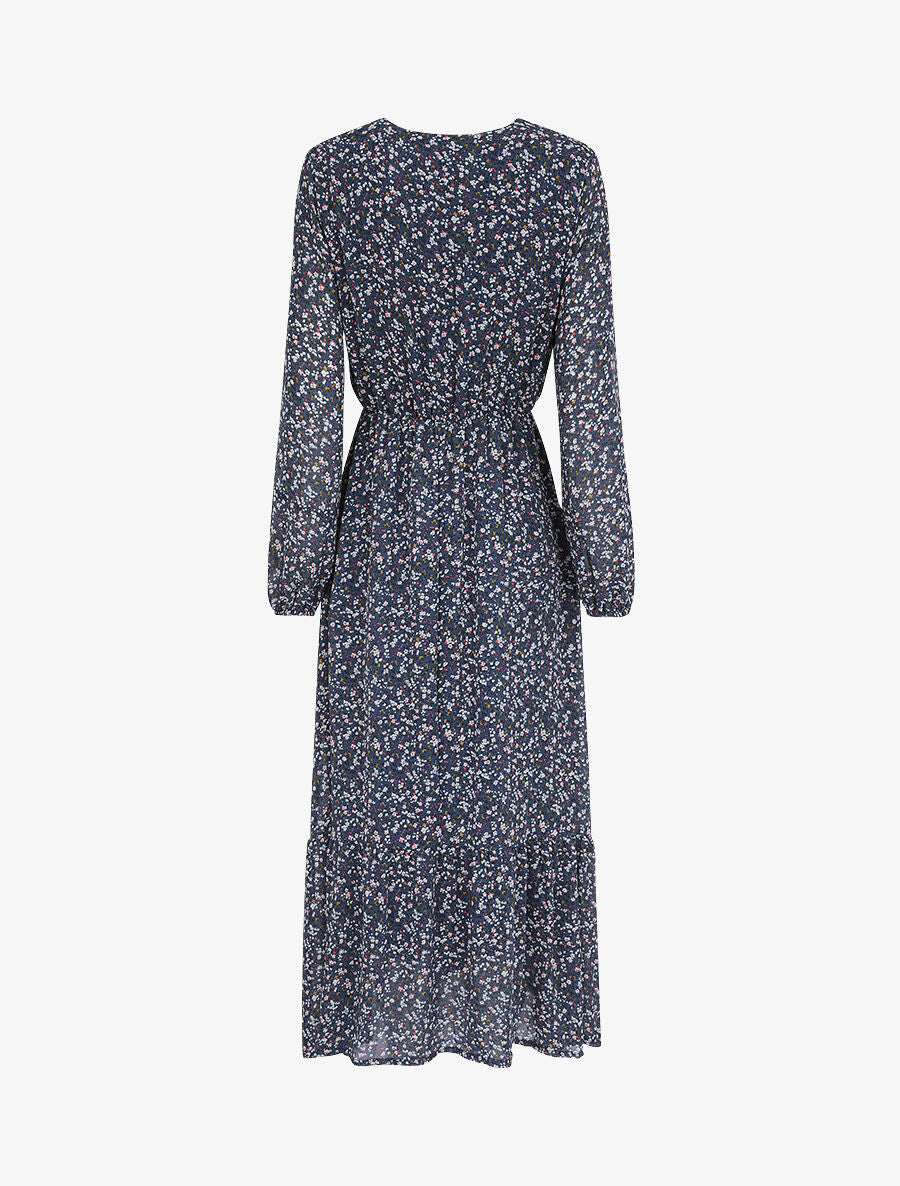 Robe longues empire imprimé fleurs des champs - Bleu - 2
