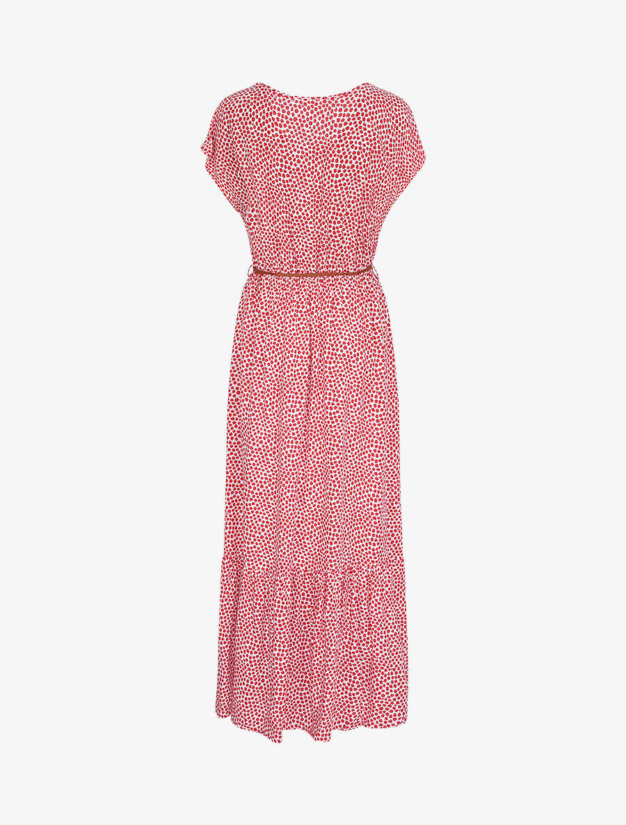 Robe longue empire manches courtes imprimé marguerites - Rouge - 2