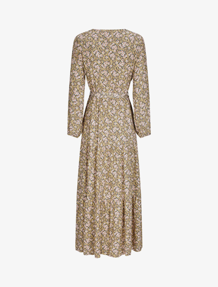 Robe longue empire imprimé pâquerettes - Beige - 2