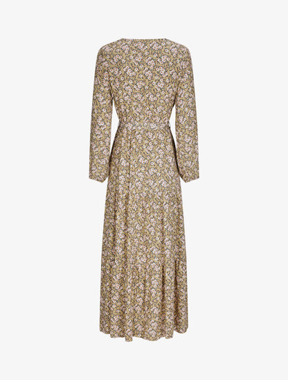 Robe longue empire imprimé pâquerettes - Beige - 2