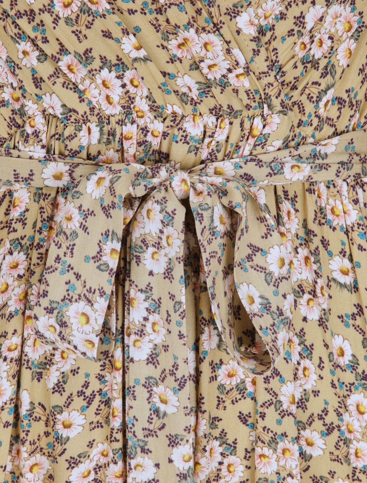 Robe longue empire imprimé pâquerettes - Beige - 3