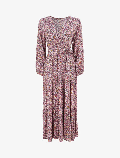 Robe longue empire imprimé pâquerettes - Rose - 5