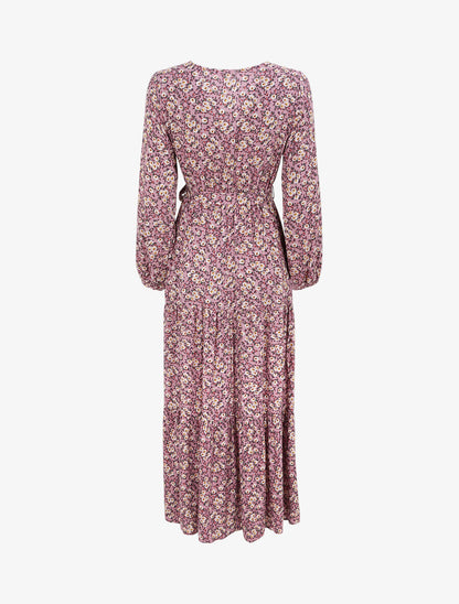 Robe longue empire imprimé pâquerettes - Rose - 2