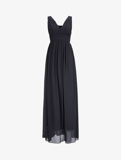 Robe de soirée à buste plissé - Noir - 4