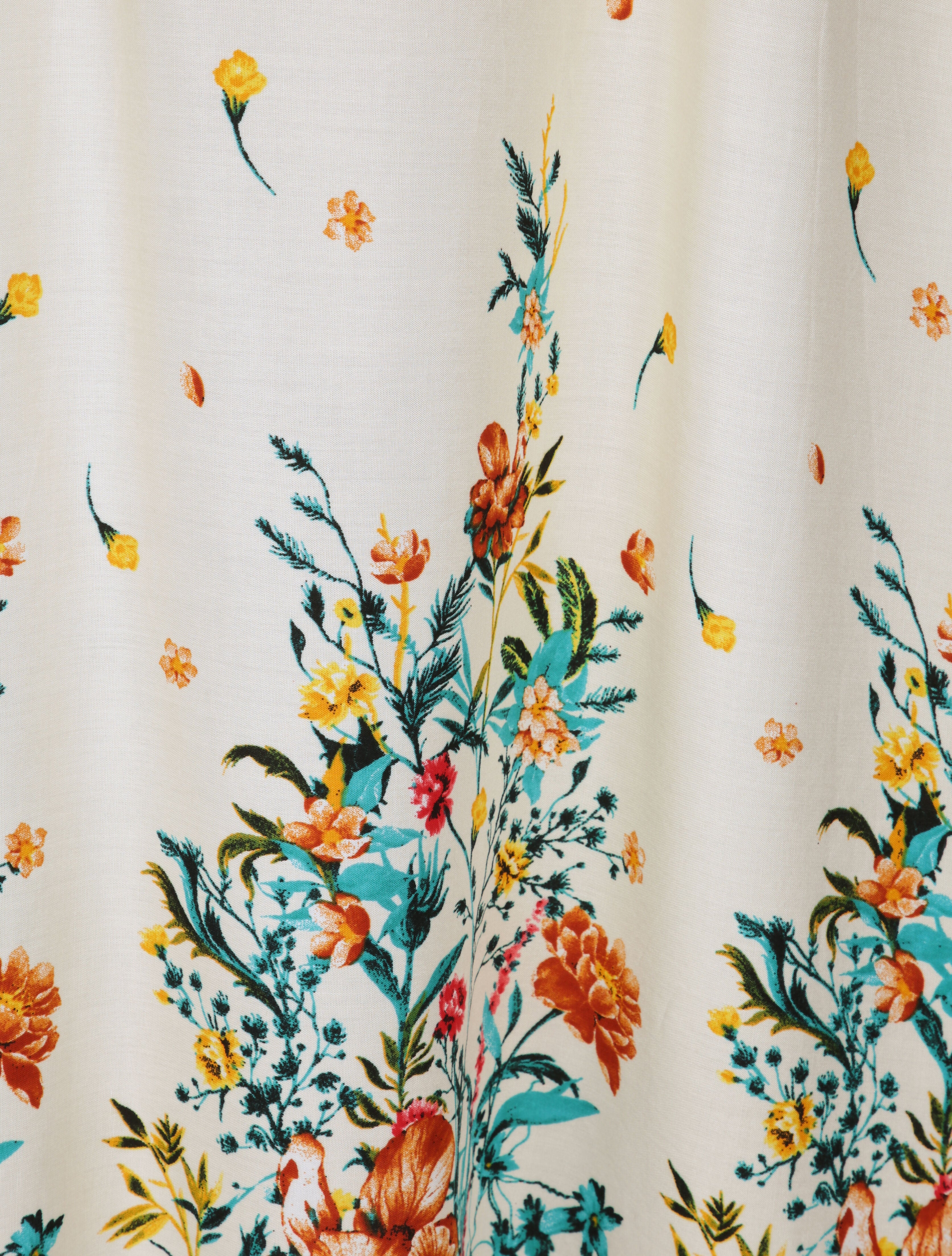 Robe longue empire à corset et imprimé fleurs des champs - Écru - 4
