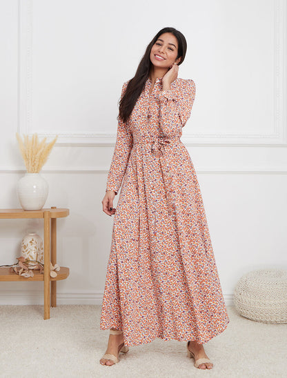 Robe chemise longue imprimé fleurs d&