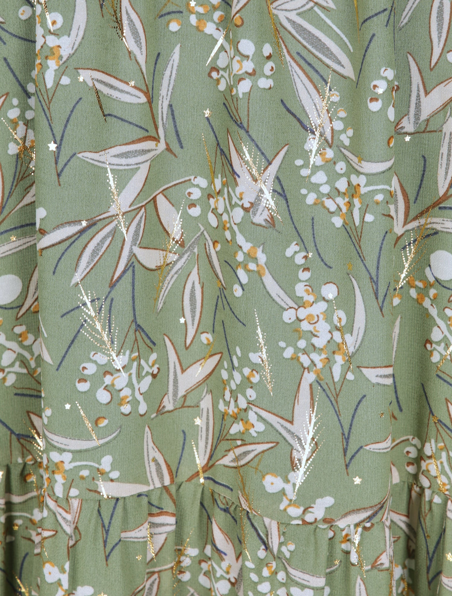 Robe longue empire imprimé feuilles d&