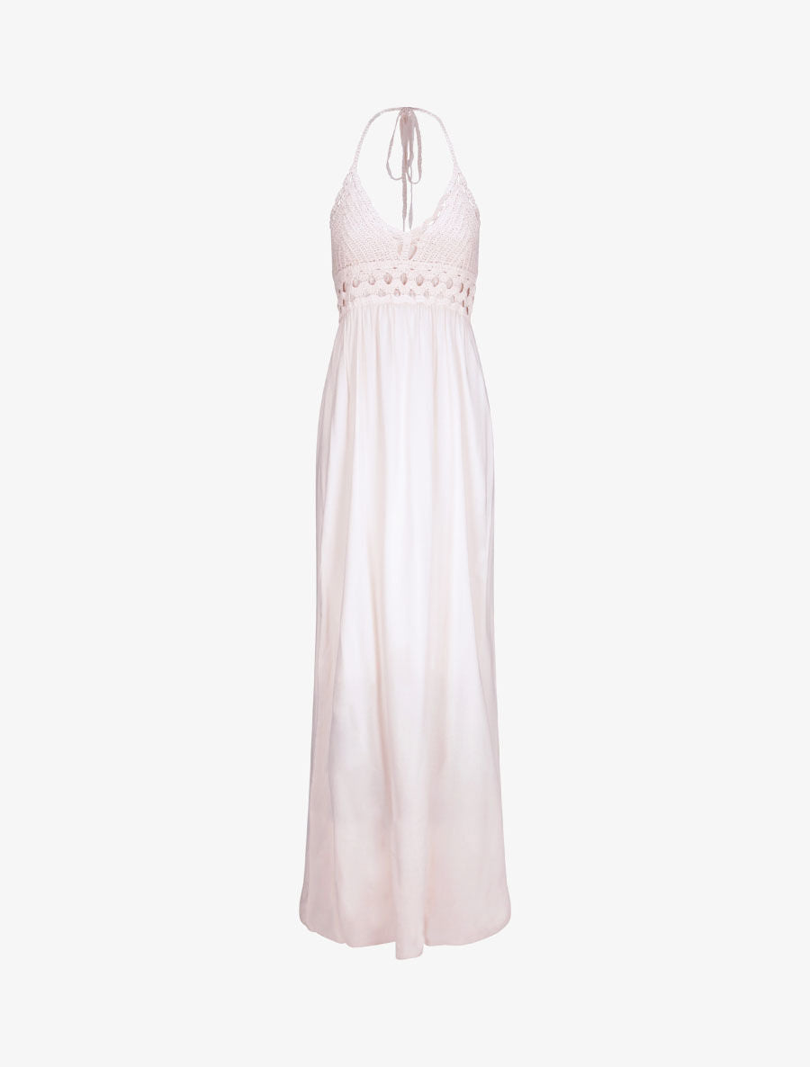 Robe empire uni à dos nu - Rose pâle - 1