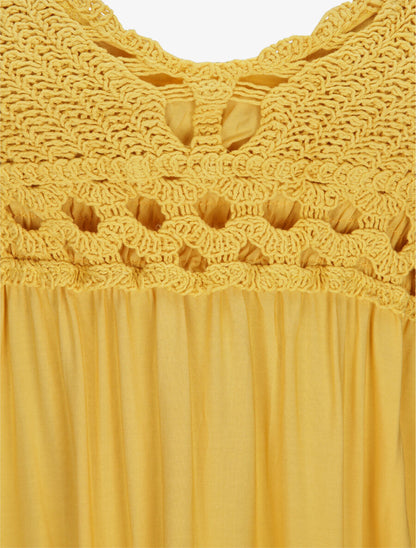 Robe empire uni à dos nu - Jaune - 3